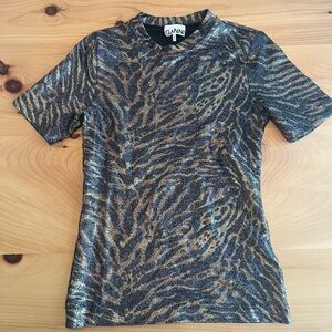 Ganni metallic tiger stripe T-shirt